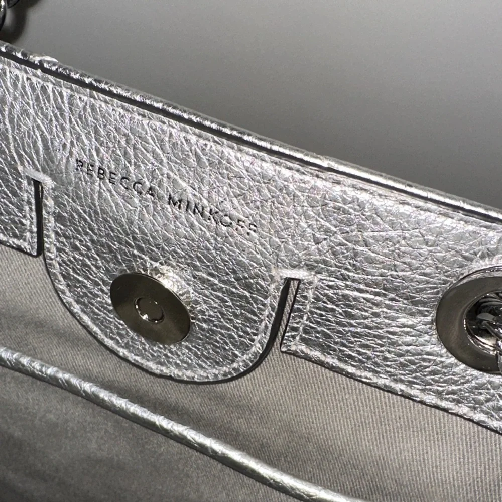 Rebecca Minkoff Edie Crossbody Bucket Bag in Silver Metallic